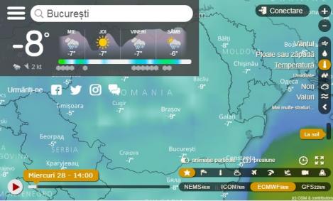 HARTA INTERACTIVĂ a vremii. Află ce se întâmplă acum în România şi prognoza meteo pe 10 zile.