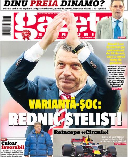 Revista presei sportive, 23.03.2018: trădarea anului &icirc;n Rom&acirc;nia - o legendă de la Dinamo vine la FCSB; amicale de lux &icirc;n Europa: Germania-Spania, șocul zilei