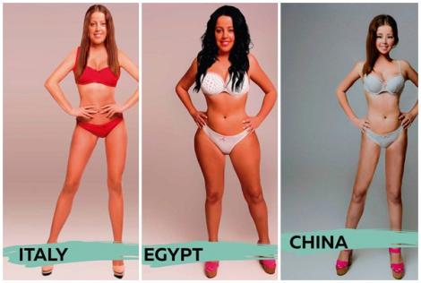 Cum arată o femeie cu un corp perfect în funcție de țară. Supriză mare la România! Vi se pare că se potrivește?
