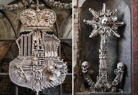 Osuarul din Sedlec, un labirint subteran care îți dă fiori, deși aici ar trebui să îți găsești liniștea interioară! „Biserica-Cimitir a Tuturor Sfinților” e făcută din schelete de om
