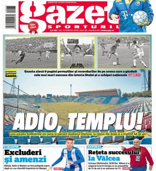 Revista presei sportive, 12.04.2018: Fotbalul rom&acirc;nesc se desparte de Templu; &rdquo;Jaful secolului&rdquo; la Real - Juventus vs. penalty clar la Lucas
