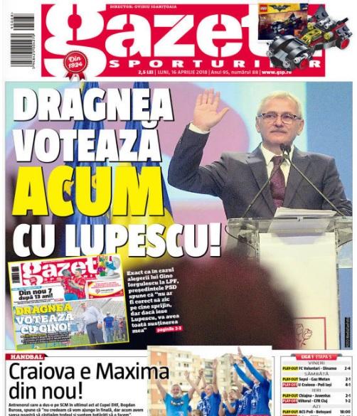 Revista presei sportive, 16.04.2018: Răsturnare de situație: Dragnea și-a ales favoritul la alegerile FRF; Real are un nou &rdquo;magician&rdquo;; Barcelona pregătește 3 transferuri