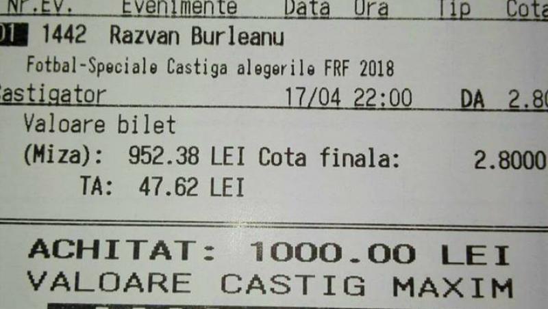 FOTO: A pariat o sumă uriașă pe victoria lui Răzvan Burleanu la alegerile FRF și a dat lovitura! Iată biletul fostului fotbalist Adrian Teodorescu