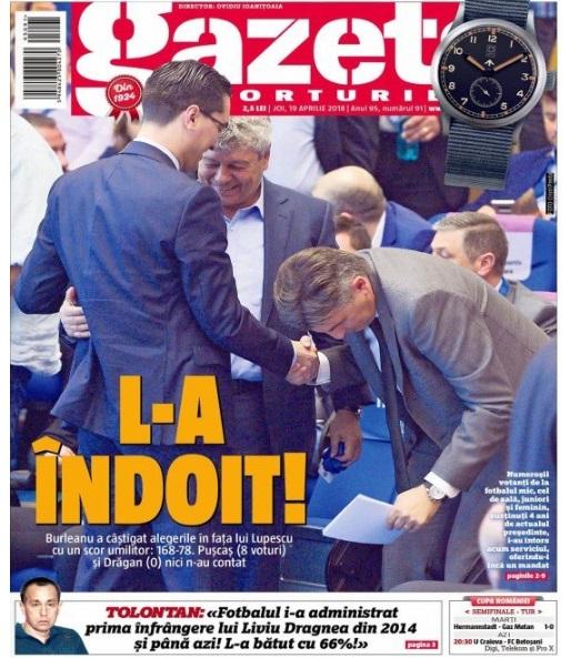 Revista presei sportive, 19.04.2018: Burleanu și-a umilit rivalii, dar și politicul, la alegerile FRF; Cristiano Ronaldo a mai bătut un record; Barcelona, prima lovitură a anului