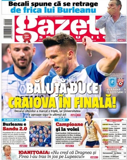 Revista presei sportive, 20.04.2018. Cupa Rom&acirc;niei, &rdquo;U&rdquo; Craiova, prima finalistă; șoc &icirc;n Franța: Neymar cere plecarea ?!; Barcelona se pregătește de primul trofeu