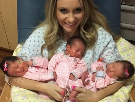 A devenit mămică de tripleți, iar când și-a ținut copiii în brațe pentru prima dată a avut parte de o surpriză uriașă! Totul a fost surprins într-un videoclip ce face furori pe internet