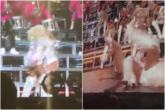 Imaginile pe care Beyoncé le vrea șterse de pe internet! Artista şi sora ei au căzut pe scenă, la festivalul Coachella (VIDEO)