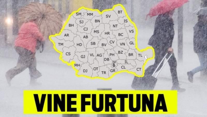 Meteorologii au emis o nouă ALERTĂ! Este COD GALBEN de furtuni. Zonele afectate!