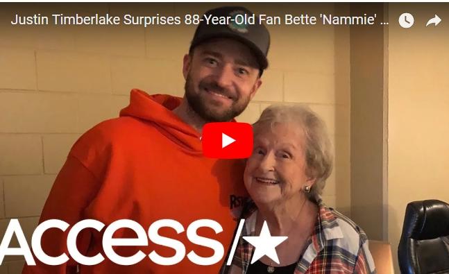 Video VIRAL. Cel mai mare fan Justin Timberlake are 88 de ani! Surpriza pe care c&acirc;ntăreţul i-a făcut-o unei bătr&acirc;ne &icirc;n timpul unui concert: "Crezi că se supără Jessica dacă te pup pe obraz?"