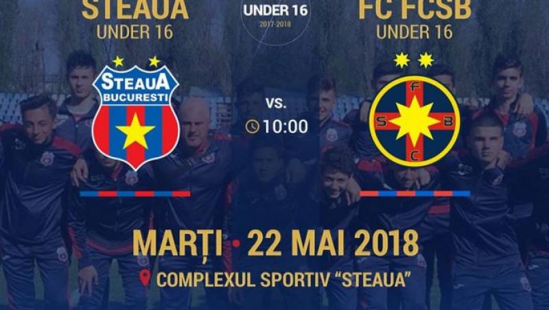 S-a încheiat primul meci din istorie FCSB vs. Steaua București! Ce tricouri au purtat juniorii echipei lui Gigi Becali