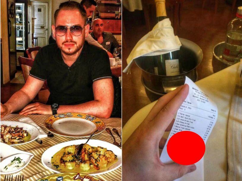 (FOTO) Adevărul despre nota de plată a lui Andrei Versace! C&acirc;t a plătit &bdquo;regele fițelor&rdquo; pentru o masă &icirc;ntr-un restaurant de lux!