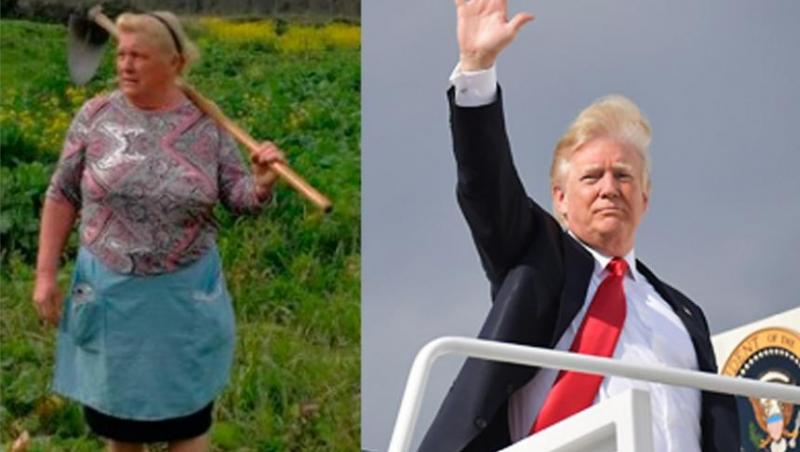 Imaginea momentului pe Internet - dublura lui Donald Trump, o țărancă din Spania ce cultivă cartofi