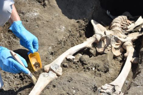Un detaliu INEDIT de la una dintre cele mai mari tragedii ale Antichității, descoperit de arheologi. Cum a murit un bărbat din Pompeii după ce aproape că se salvase de lavă. FOTO