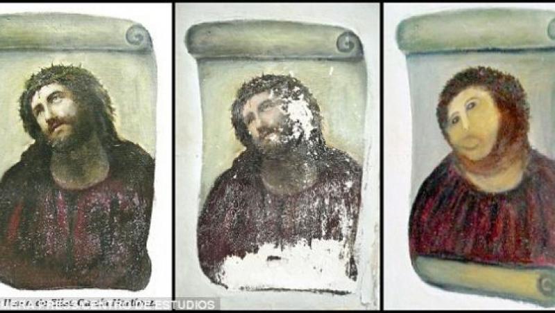 Îţi mai aduci aminte de pictura lui Iisus distrusă de o bătrână din Spania? Povestea s-a repetat, dar într-un stil mare. Cum a fost restaurată în stil Mr. Bean o sculptură (FOTO)