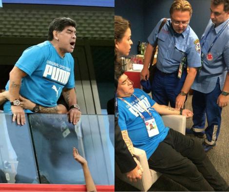 BREAKING NEWS! Diego Maradona a fost transportat la spital după meciul dramatic Argentina - Nigeria. Care e starea legendei sud-americane