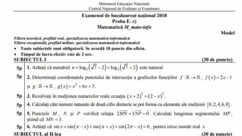 Bacalaureat 2018 Matematică EDU.RO. Avem subiectele! Cât de greu a fost la BAC