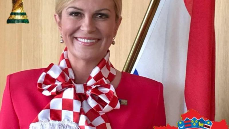FOTO! Președinta Croației, Kolinda Kitarovic, a dus fotbalul la summitul NATO! Donald Trump și Theresa May au primit cadou tricoul Croației