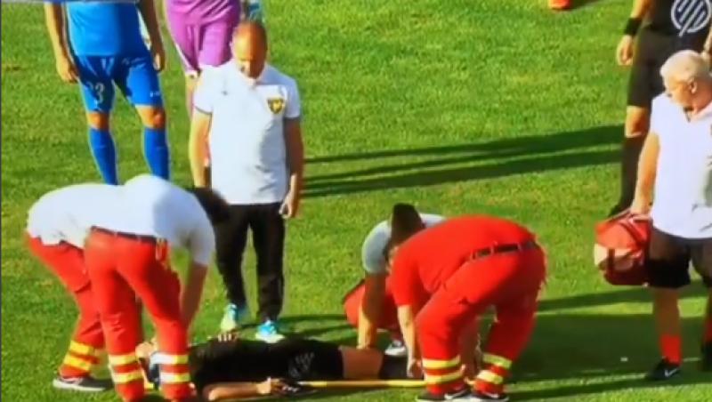VIDEO: Arbitrul român Marius Avram, scos cu targa de pe teren la un meci din Europa League! Care este starea ”centralului”