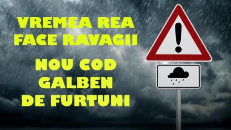 POTOP în România! Vremea severă face ravagii. Un nou COD GALBEN de furtuni şi grindină a fost emis de meteorologi!