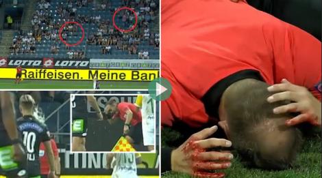 VIDEO: Imagini terifiante din Europa League. Un arbitru a fost lovit în cap la meciul Sturm Graz-AEK Larnaca și a fost dus de urgență la spital