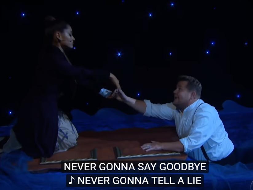 GENIAL! Ariana Grande şi James Corden refac povestea TITANICULUI cu versuri din 13 piese care au făcut istorie: "Ice, Ice, Baby"!!! Da, se lasă cu piele de găină!
