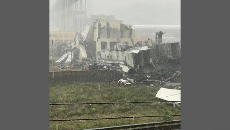 BREAKING NEWS! DEZASTRU în Italia! O parte dintr-un pod din Genova s-a prăbușit! Sunt zeci de morți  - VIDEO, FOTO