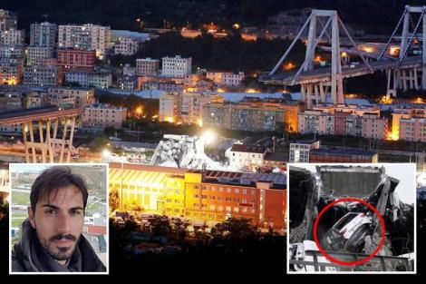 ȘOCANT! Un fotbalist italian a căzut 50 de metri cu mașina de pe podul din Genova. Ce miracol s-a întâmplat apoi