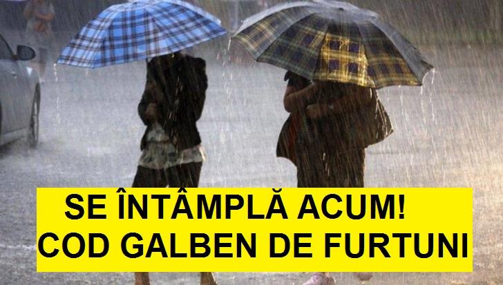 Vremea se dezlănţuie! Este cod GALBEN  de ploi şi furtuni! Acestea vor fi cele mai afectate zone
