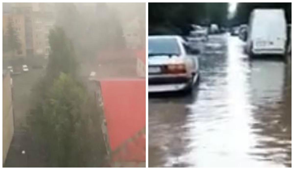 S-au rupt norii &icirc;n Sf&acirc;ntu Gheorghe! Ploile torențiale care au căzut &icirc;n doar c&acirc;teva minute au inundat mai multe străzi din oraș