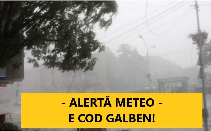 Vine POTOPUL! S-a emis COD GALBEN de ploi torențiale și grindină pentru 25 de județe