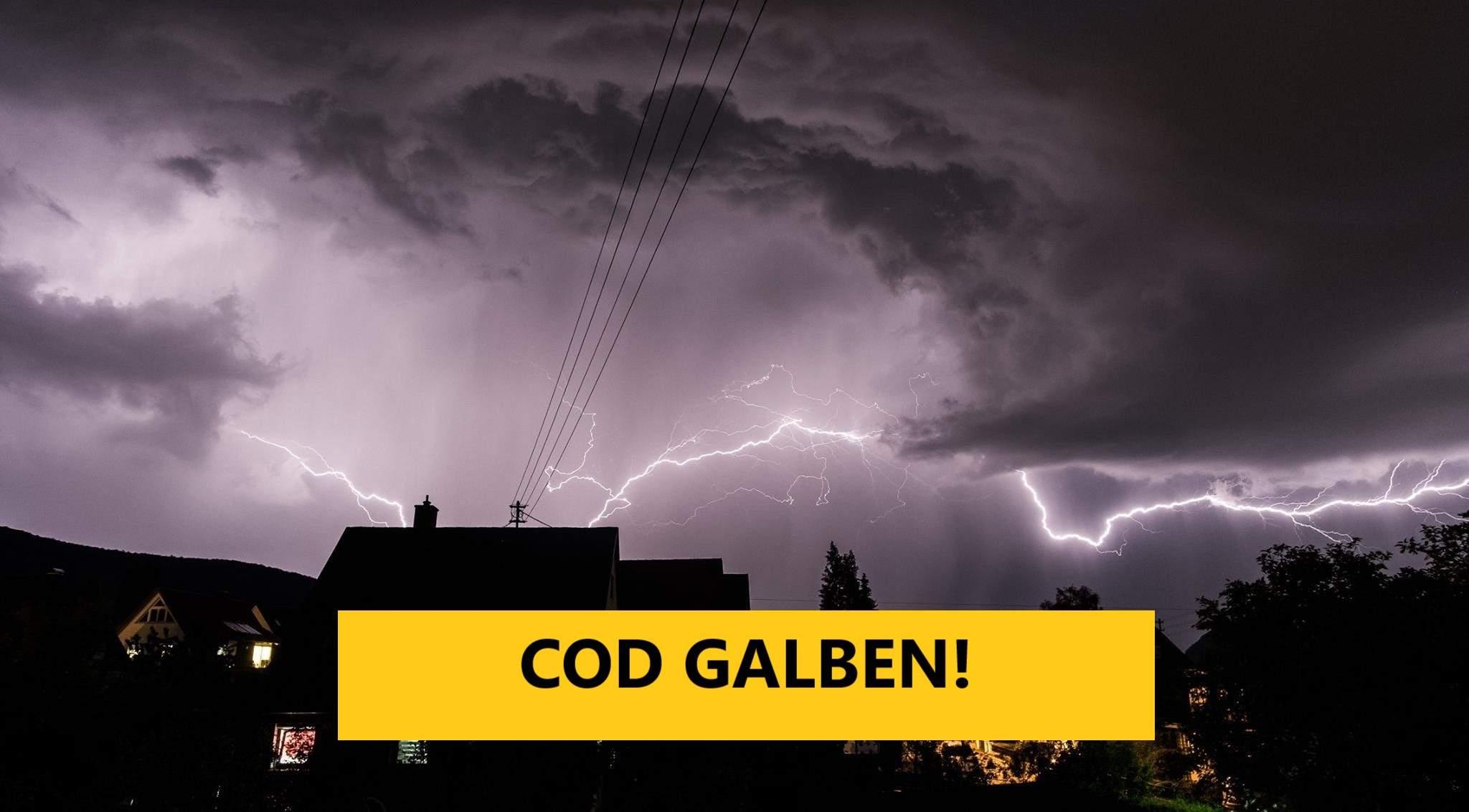 Cod GALBEN  de ploi TORENȚIALE și vijelii. Va fi jale &icirc;n mai multe județe