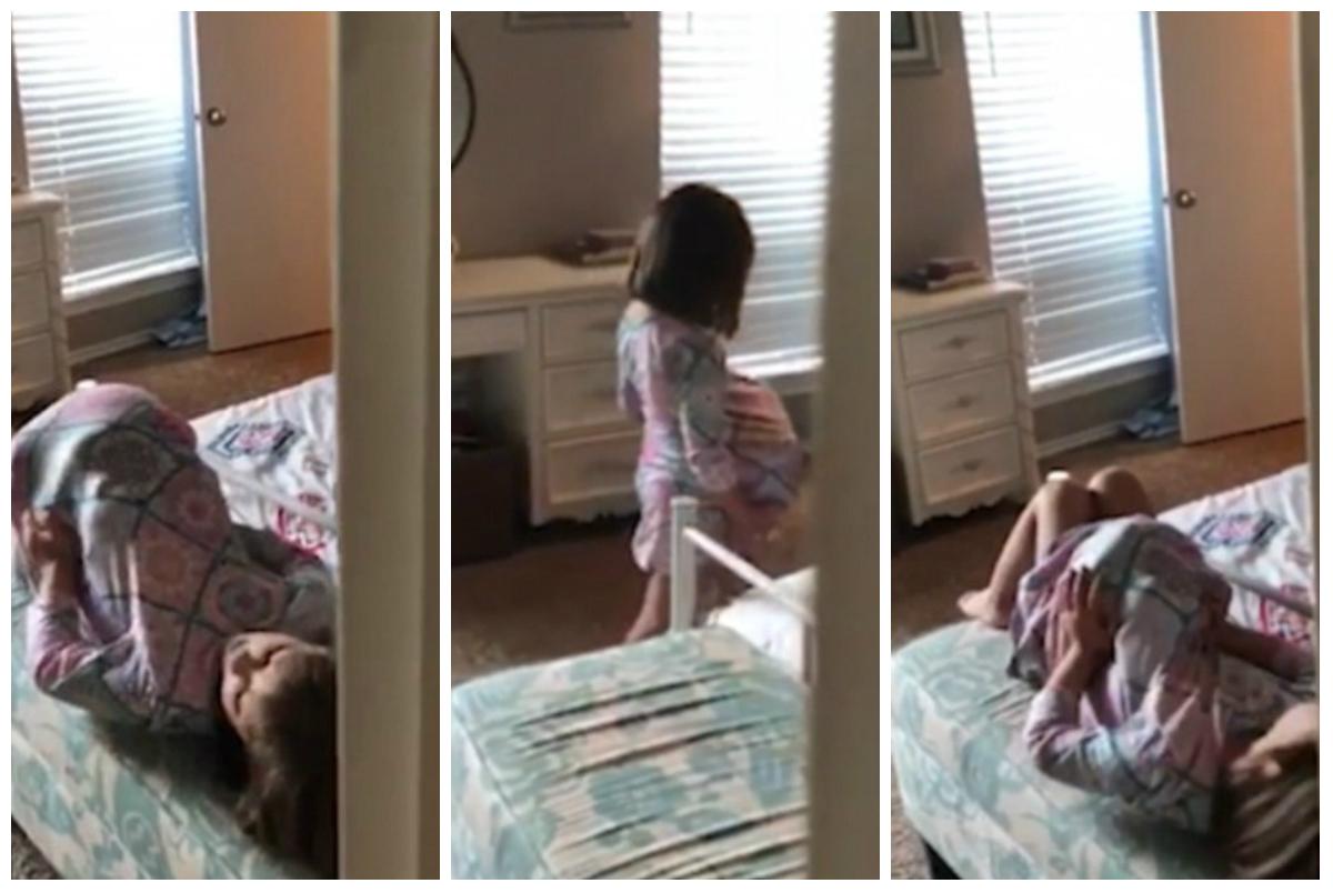 Momentul bizar &icirc;n care o mamă &icirc;nsărcinată pentru a doua oară &icirc;și surprinde fiica de patru ani prefăc&acirc;ndu-se că naște! Imaginile sunt virale