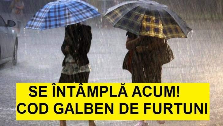Avertizare METEO. Județele pentru care a fost emis COD GALBEN de ploi TORENȚIALE, vijelii și căderi de GRINDINĂ