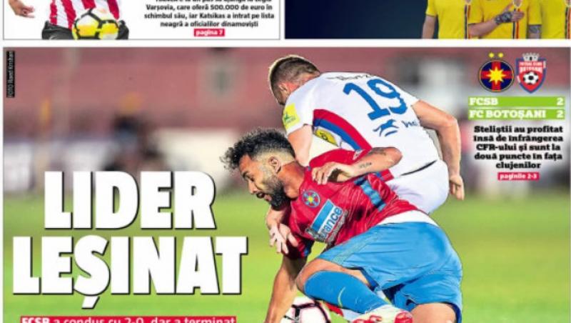 Revista presei sportive, 03.09.2018: Naționala României = Savic + Jovetic; revine SMURD-ul în Liga 1; încă doi ”câini”, out de la Dinamo