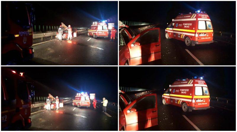 Accident grav pe Autostrada A1: Doi morți și doi răniți, după ce o mașină a fost lovită de un TIR