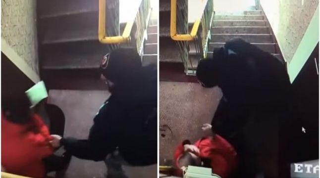 VIDEO | Un recidivist a bătut cu cruzime un bătr&acirc;n, &icirc;ntr-o scară de bloc