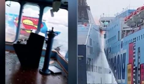 Video: Imaginile prăpădului! Două feriboturi se ciocnesc în portul Olbia, Sardinia din cauza fenomenelor meteo extreme