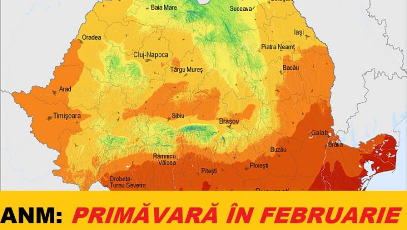 ANM a actualizat prognoza pentru toată luna februarie. Temperaturi ca de aprilie în ultima parte a iernii