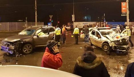 Accident cumplit în București! Trei polițiști și un jandarm, răniți grav! VIDEO