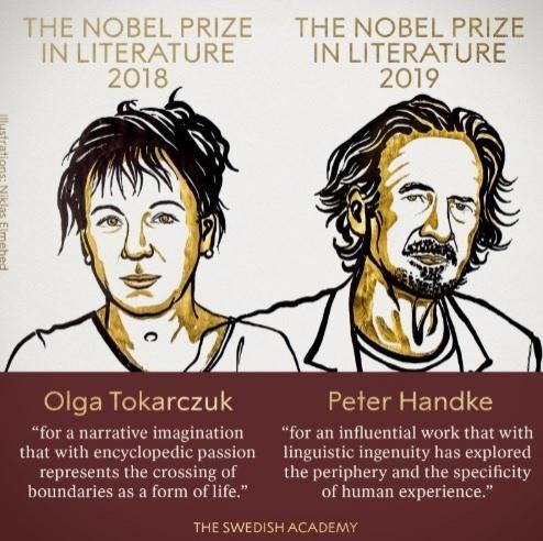 Olga Tokarczuk şi Peter Handke au fost desemnaţi laureaţii premiului Nobel pentru Literatură pe 2018 şi 2019