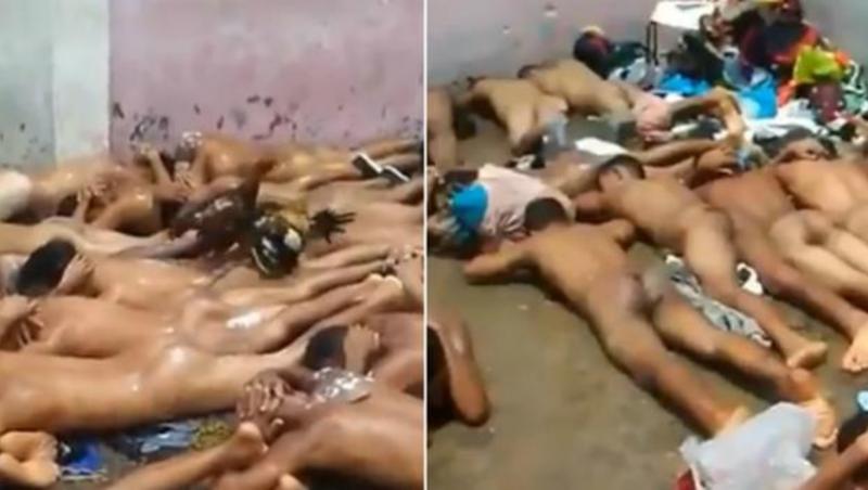 Imagini șocante dintr-o secție de poliție! Dezbrăcați, întinși pe spate, cu mâinile la ceafă și cocoși de luptă deasupra lor-VIDEO