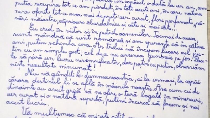 O copilă de 11 ani i-a scris cu mâna tremurândă lui Klaus Iohannis: 