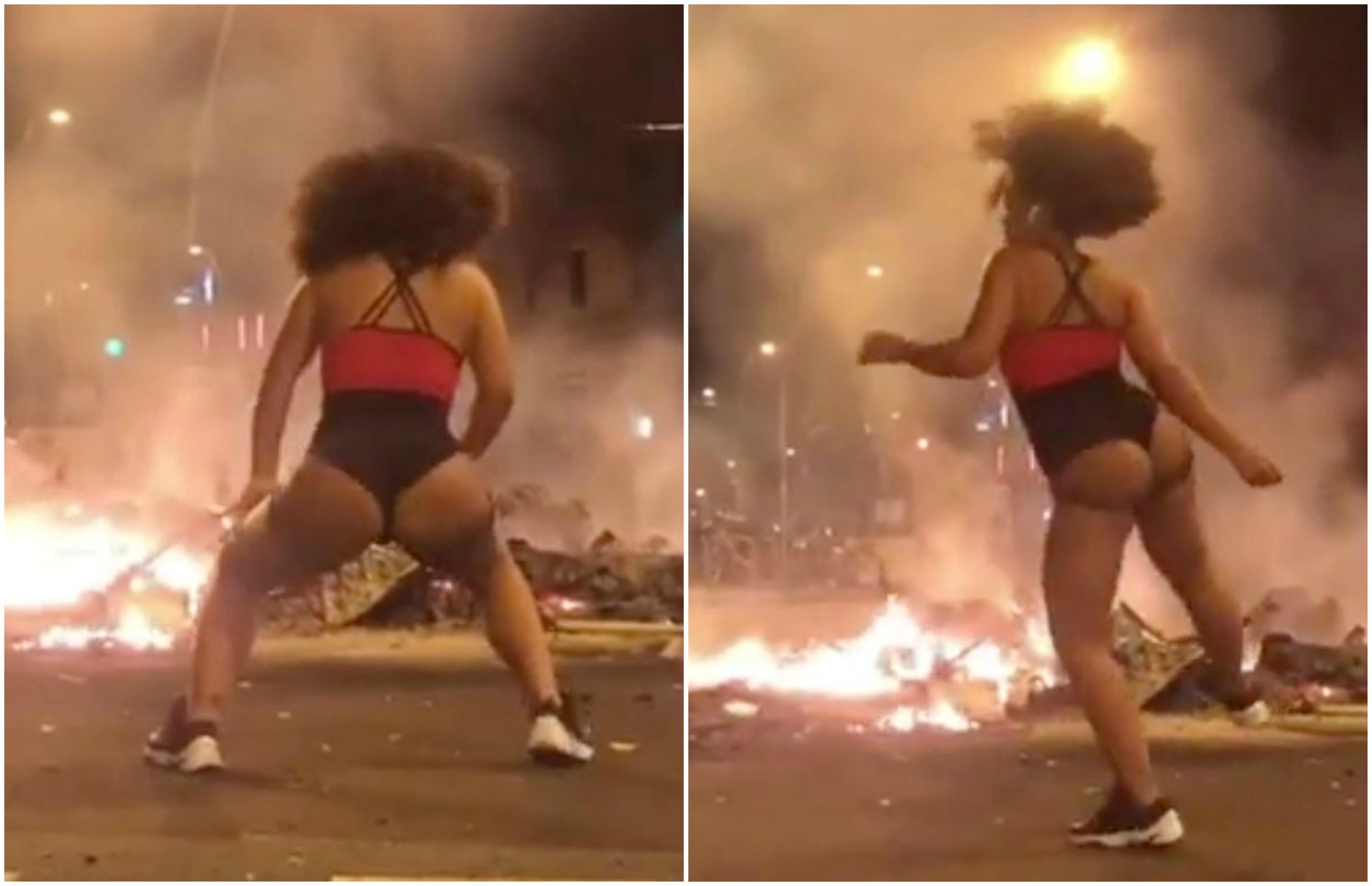 Țara arde și&hellip; t&acirc;năra dansează provocator! A văzut flăcările și dezastrul din Barcelona și s-a g&acirc;ndit să facă &bdquo;twerking&rdquo;, cu posteriorul aproape gol! Imagini interzise minorilor! &ndash; Video
