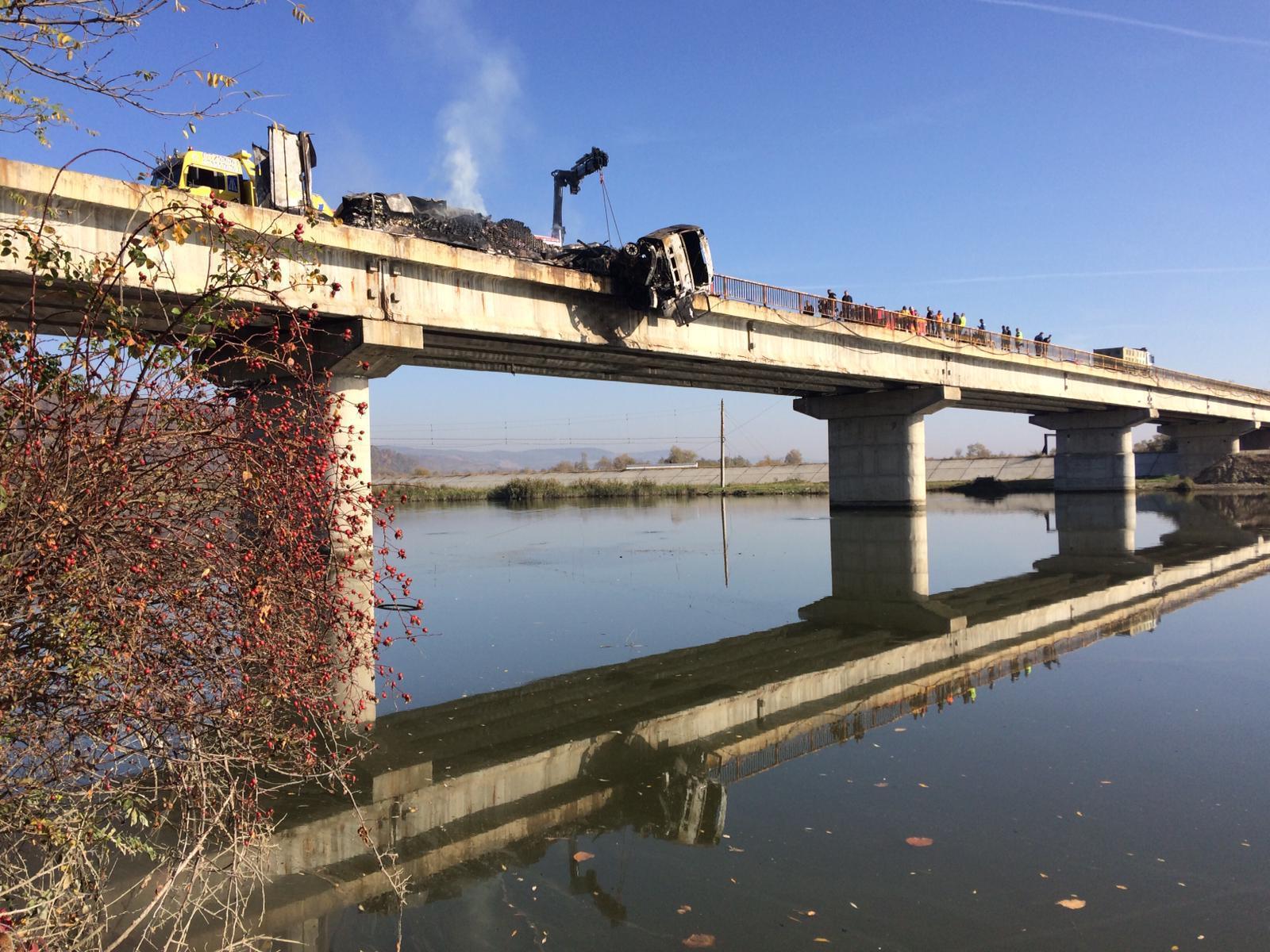 Bărbatul căutat &icirc;n r&acirc;ul Olt după ce ar fi sărit din TIR-ul care a luat foc pe DN 1, &icirc;n judeţul Sibiu, găsit mort