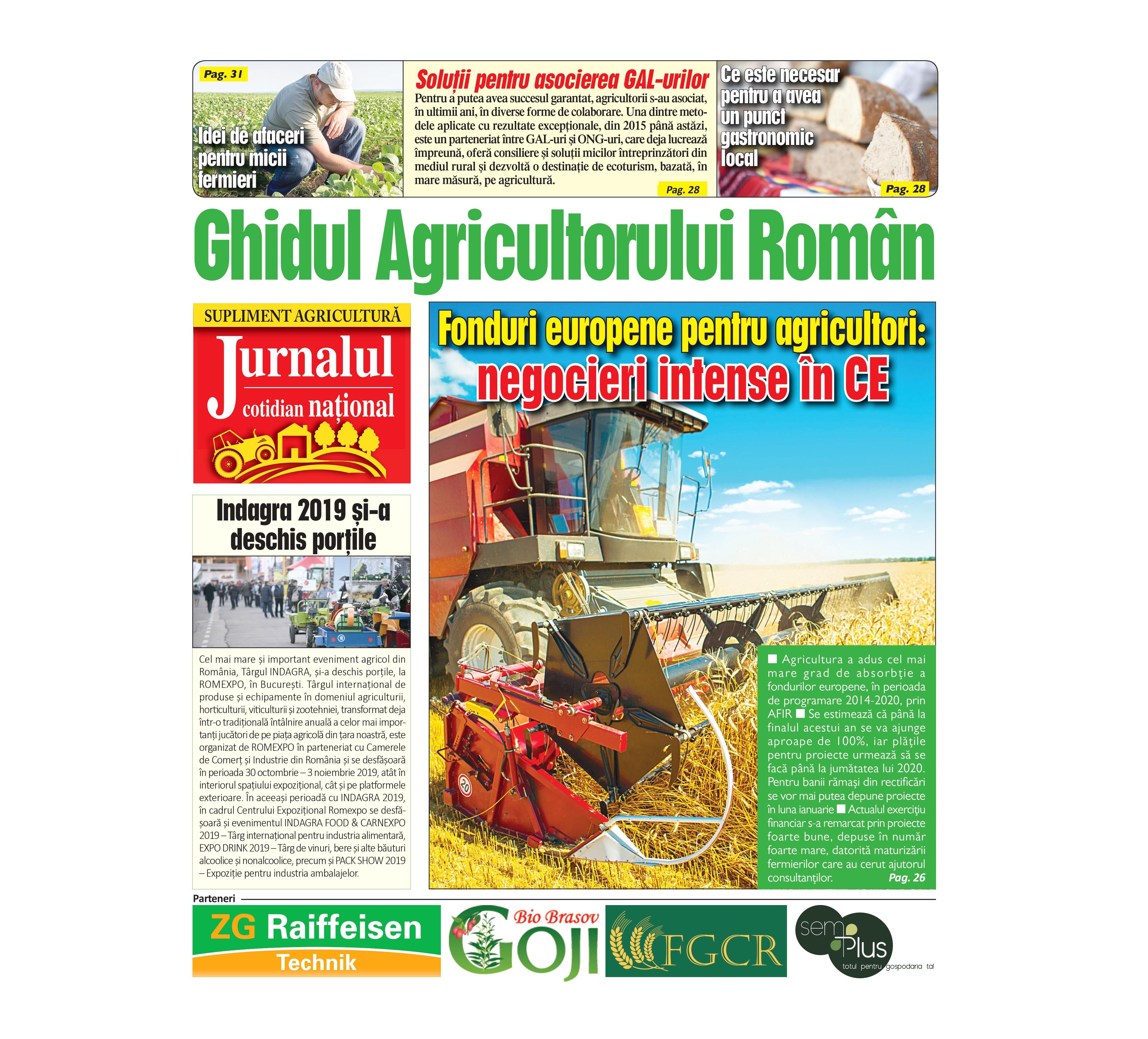 Jurnalul îţi oferă, joi, 31 octombrie, Ghidul Agricultorului Român