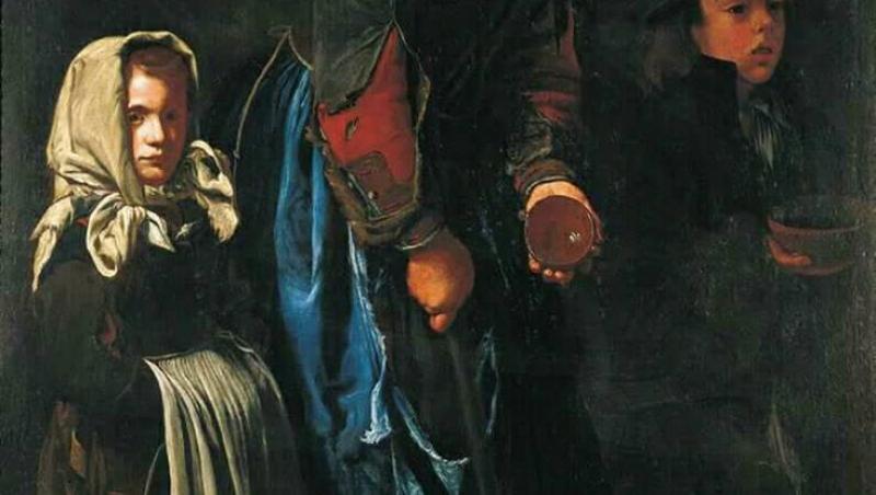 Pictură din secolul al șaptesprezecelea, pictor anonim denumit „Stăpânul blugilor”. Se pare că fustele de blugi existau încă de atunci.