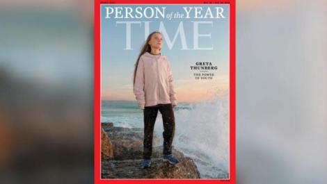 Greta Thunberg, o tânără activistă în lupta împotriva modificărilor climatice, desemnată de către revista americană Time personalitatea anului 2019