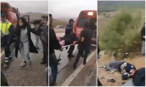 Accident în Maroc. 17 persoane au murit, după ce un autocar s-a răsturnat. Imagini de la locul tragediei, filmate de martori