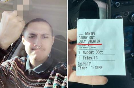Ce este în neregulă cu puloverul lui? Un bărbat a fost jignit de angajații unui fast-food direct pe nota de plată: „Urât pulover” - FOTO