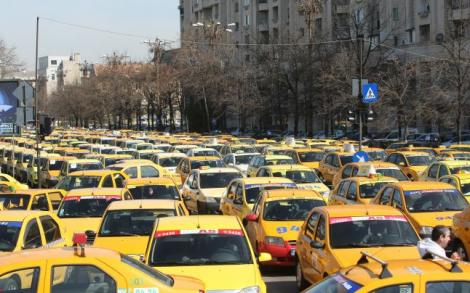 Circulația blocată de protestul taximetriștilor. Restricții de trafic în București
